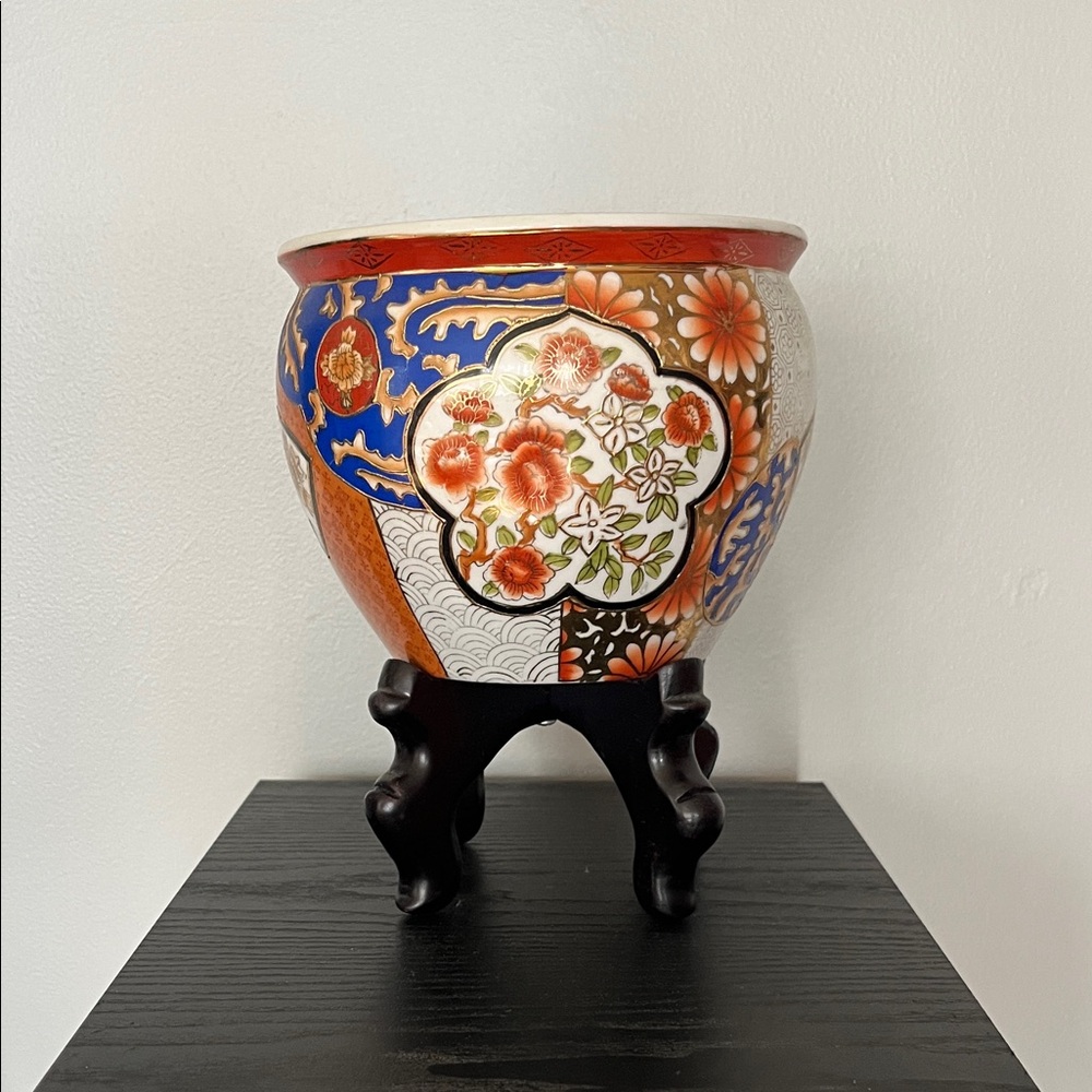 Elegant Multicolor Ceramic Planter with Stand - Picture 6 of 6